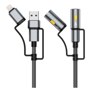 Cabo Ultra-Resistente 6 em 1 USB-C/A/Lightning Carga Rápida 240W