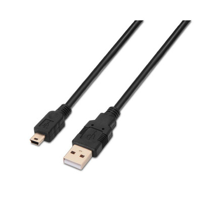 Cabo USB (A) M 2,0 a Mini USB (B) M Aisens 0,5M Negro