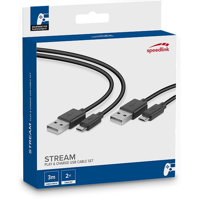 Cabos STREAM PLAY/CHARGE USB Speedlink para PS4