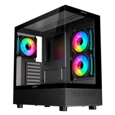 CAIXA ATX ABYSM DANUBE SAVA H400 PRIME BLACK - Semitorre com USB 3.0 e USB-C