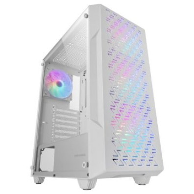 CAIXA ATX Mars Gaming MCGEO Branco Frontal Malla Geométrica RGB 4x120mm FRGB Rainbow