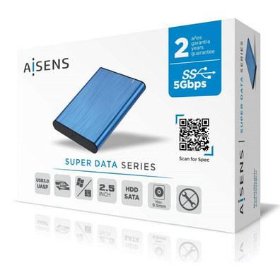 Caja Exterior 2,5 '' USB Tubo SATA Aisens Aluminio Azul ASE-2525BLU