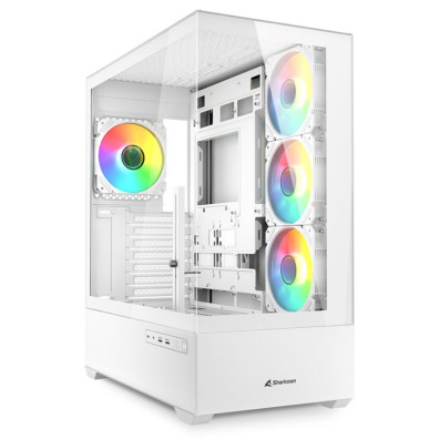 Torre Pc Torre Sharkoon Ak6 Rgb Atx 4x Ventiladores 9 Slots Lateral Cristal Usb-c Branco
