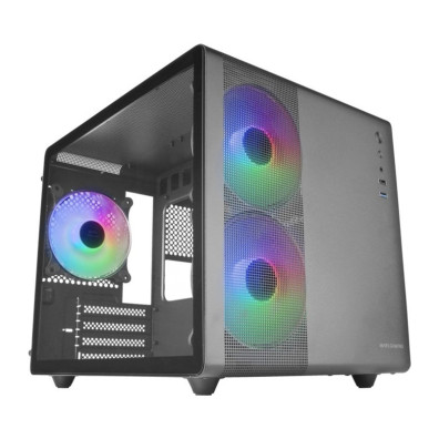 CAIXA MICROATX CUBE GAMING MARS GAMING MC400 NEGRO FRONTAL MESH 3 VENTILADORES RGB 120mm