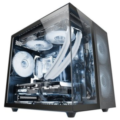 CAIXA MICROATX CUBE GAMING MARS GAMING MCNOVAM NEGRA - Duplo Painel de Cristal Templado - Dupla Câmara