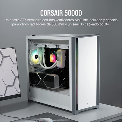 Caja Semitorre Corsair 5000D Temeado Glass White