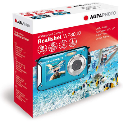 Cámara Deportiva Digital Deportiva AgfaFoto Realishot WP8000 24MP Azul