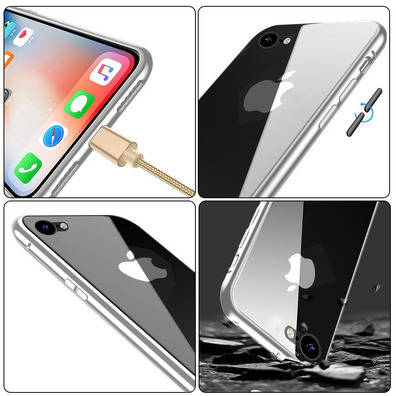 Magnetic Case with Tempered Glass Iphone 7/8 Prata