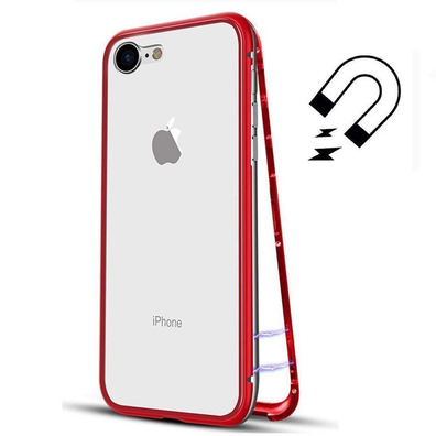 Magnetic Case with Tempered Glass iPhone 7/8 Plus Vermelho