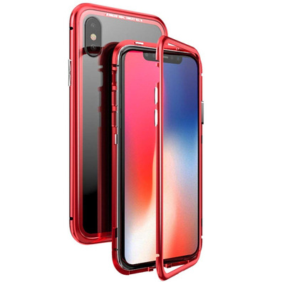 Magnetic Case with Tempered Glass iPhone 7/8 Plus Vermelho