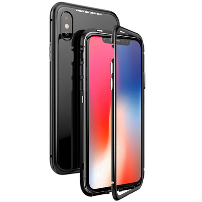 Magnetic Case with Tempered Glass iPhone X/XS Preto
