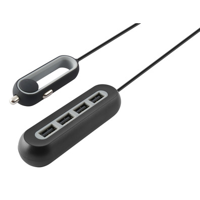 CARREGADOR CARRO 4 USB KSIX 9.6A 1.5 METRO PRETO