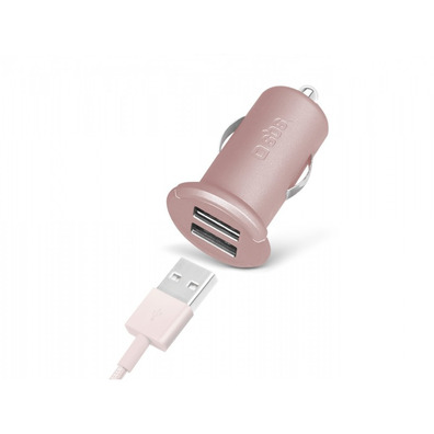 Carregador USB de Coleta de Ouro SBS 2 Portas USB 2.400 mA Rose Gold