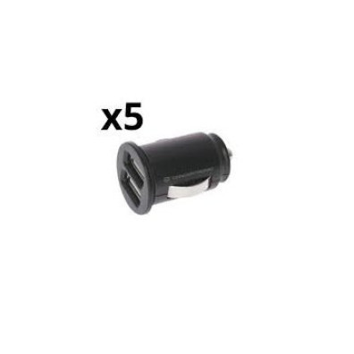Carregador de Coche Nordess Kit 5 Unidades USB 2.4A 2 Portos USB 5V 12/24V Cor Preto