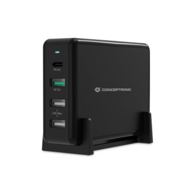Carregador de Sobremesa Conceptronic Quick Charge PD 65W - 4 Portos USB-C e USB-A