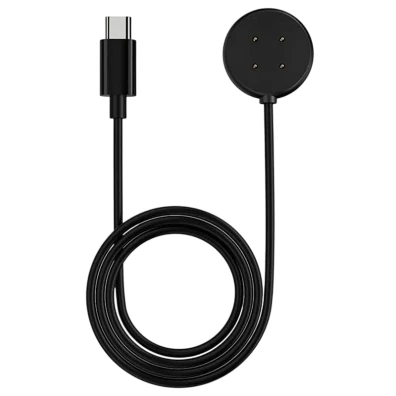 Carregador USB-C Preto para Google Pixel Watch 3, Pixel Watch 2, Fitbit Versa 4 e Versa 3 - Compatível