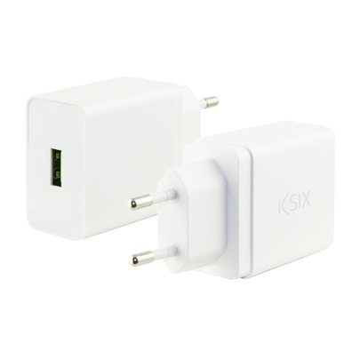 KSIX QUICKCHARGE USB NETWORK CHARGER 3.0 5V 2.4A, 9V 2A, 12V 1.5A BRANCO