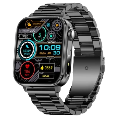 Smartwatch Colmi P80 com Correa de Aço Negro