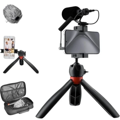 Tripode com Micrófono COMICA VM10-K2 PRO - Kit de vídeo para smartphones