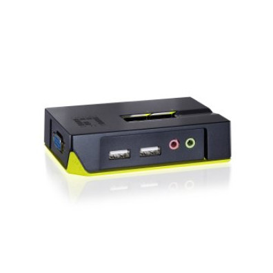 CONMUTADOR AUTOMATICO SOBREMESA LEVEL ONE USB 1a2 CPUs COM AUDIO CABLES INCLUIDOS