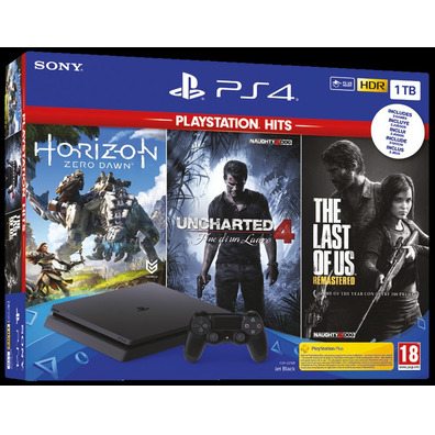 Console Playstation 4 1 TB   Uncharted 4   Horizon Zero Dawn   The Last of Us