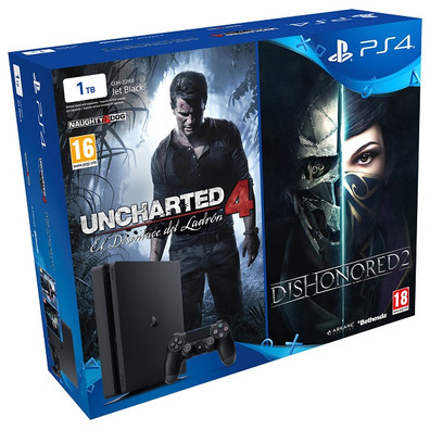 Playstation 4 Slim (1TB) + Uncharted 4 + Desonrado 2 consola