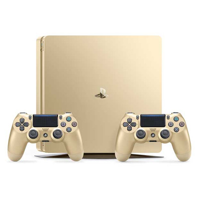 Consola Playstation 4 Slim (500 GB) + 2 Mandos Dualshock 4 V2 Gold