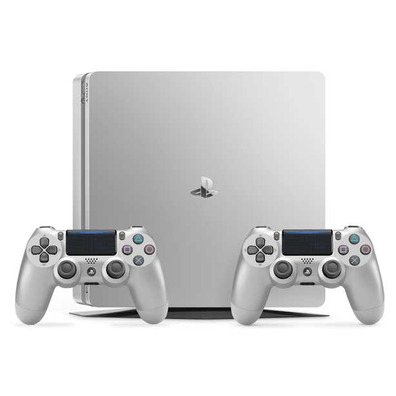 Consola Playstation 4 Slim (500 GB) + 2 Mandos Dualshock 4 V2 Silver