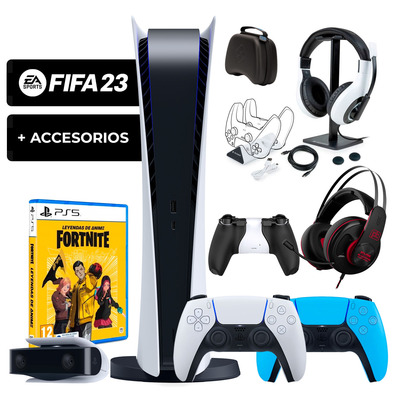 Consola Playstation 5 (Digital) + Fifa 23 + Fortnite + Dualsense + Accesorios