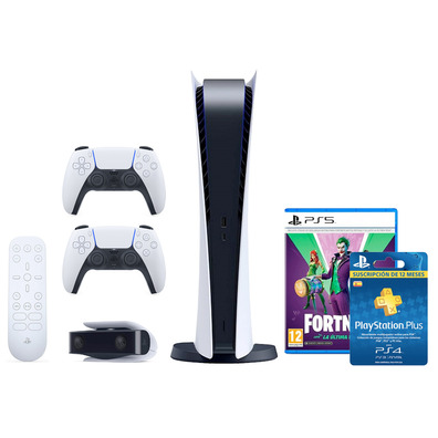 Consola Playstation 5 Digital + Mando + Accesorios + Fornite: La cana Risa