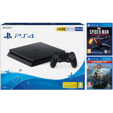 Consola PS4 (500GB) + Spiderman Miles Morales + God of War (PSHits)