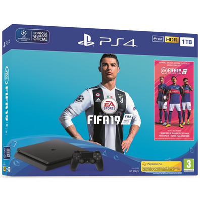 Console PS4 Slim 1TB   FIFA 19   PS Plus 14 Dias