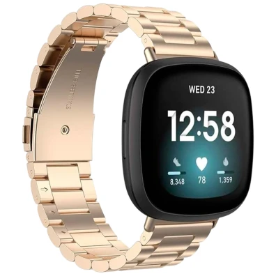 Correia Metal Eslabones Fitbit Versa 3 e Versa 4 - Cor Champán - CROCOCASE