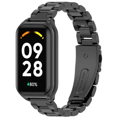 Correa Metal Eslabões Xiaomi Mi Smart Band 8 Active Redmi Smart Band 2 Negro - CROCOCASE
