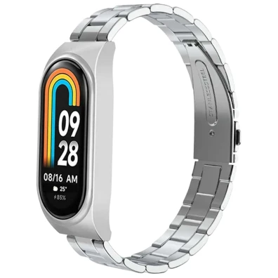 Correia de Metal Eslabões Xiaomi Mi Smart Band 9 / Mi Smart Band 8 Prata - CROCOCASE