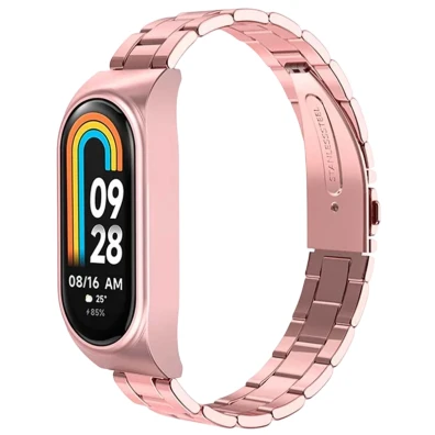 Correia Metal Eslabões para Xiaomi Mi Smart Band 9 / 8 Rosa - CROCOCASE
