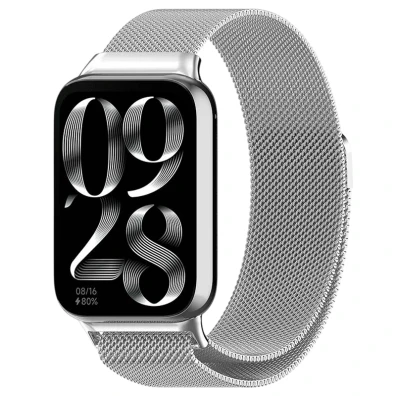 Correa Milanesa Magnética Xiaomi Mi Smart Band 9 Pro / Band 8 Pro / Redmi Watch 4 / Redmi Watch 5 / Redmi Watch 6 / Xiaomi Smart Band 10 Pro Prata