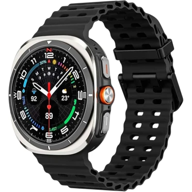 Correia de Silicona Samsung Galaxy Watch Ultra em Preto - Crococas e