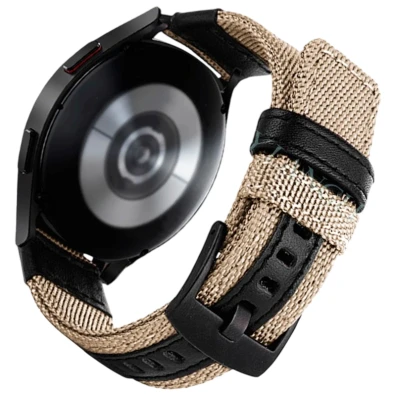 Correia Universal Nailon Ajustável 22mm Caqui para Smartwatch Xiaomi/Amazfit/Samsung/Huawei/Realme/Ticwatch