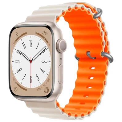 Correa Apple Watch Wave Branco Estrela Naranja 42/44/45/49mm - CROCOCASE
