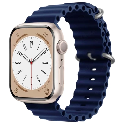 Correa Apple Watch Wave Azul Escuro 42/44/45/49mm - Marca CROCOCASE