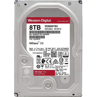 Disco Duro Western Digital WD8003FFBX 8TB SATA 600 Vermelho Pro