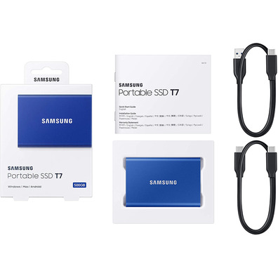 Disco rígido SSD Samsung Portátil T7 500GB USB Azul