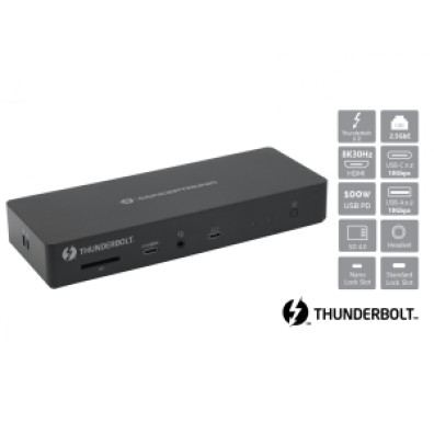 DOCKING USB-C 13 em 1 CONCEPTRONIC - HDMI Thunderbolt USB-A USB-C AUDIO RJ45 GBE PD96 W