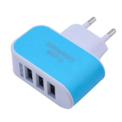 Colorful Charger with 3 USB Ports LED Light - Azul