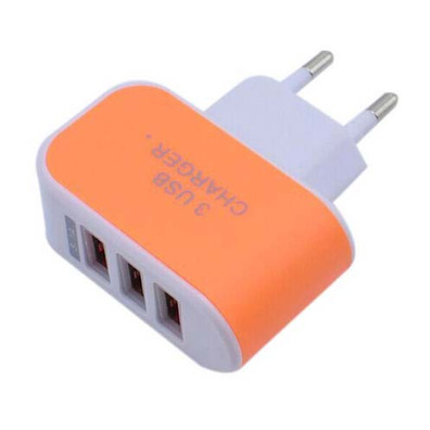 Colorful Charger with 3 USB Ports LED Light - Laranja