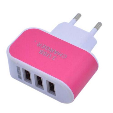 Colorful Charger with 3 USB Ports LED Light - Rosa