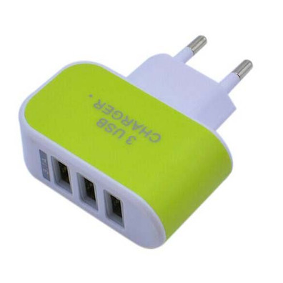 Colorful Charger with 3 USB Ports LED Light - Verde