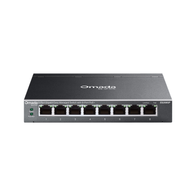 Switch Semigestionável TP-LINK Omada ES208GP 8P 8xLAN 1Gb PoE+ Metal