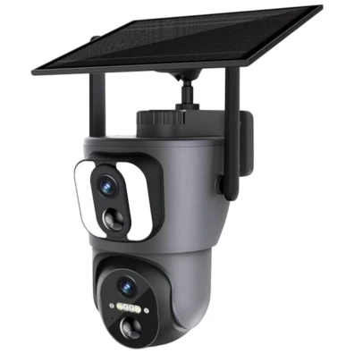 Câmera Escam QF390 Preto 1080p, Lente Dual, WiFi e Painel Solar